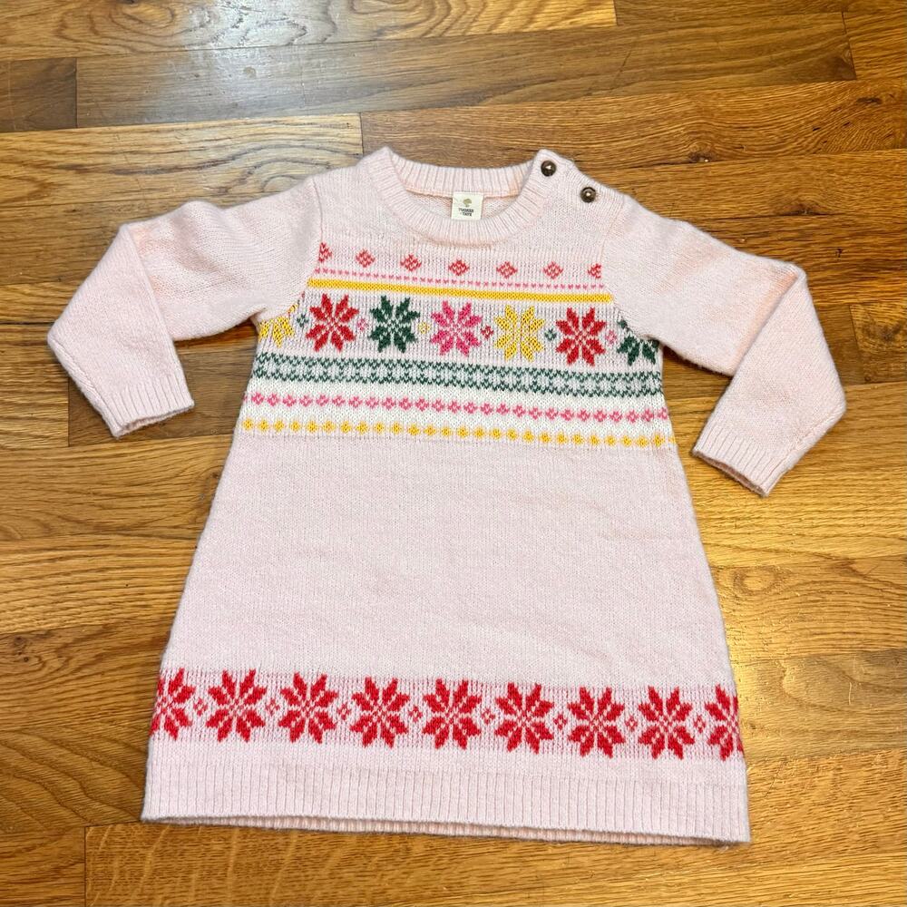 Tucker and Tate Girl Baby 12M Pink Snowflake Long Sleeve Sweater Dress Holiday